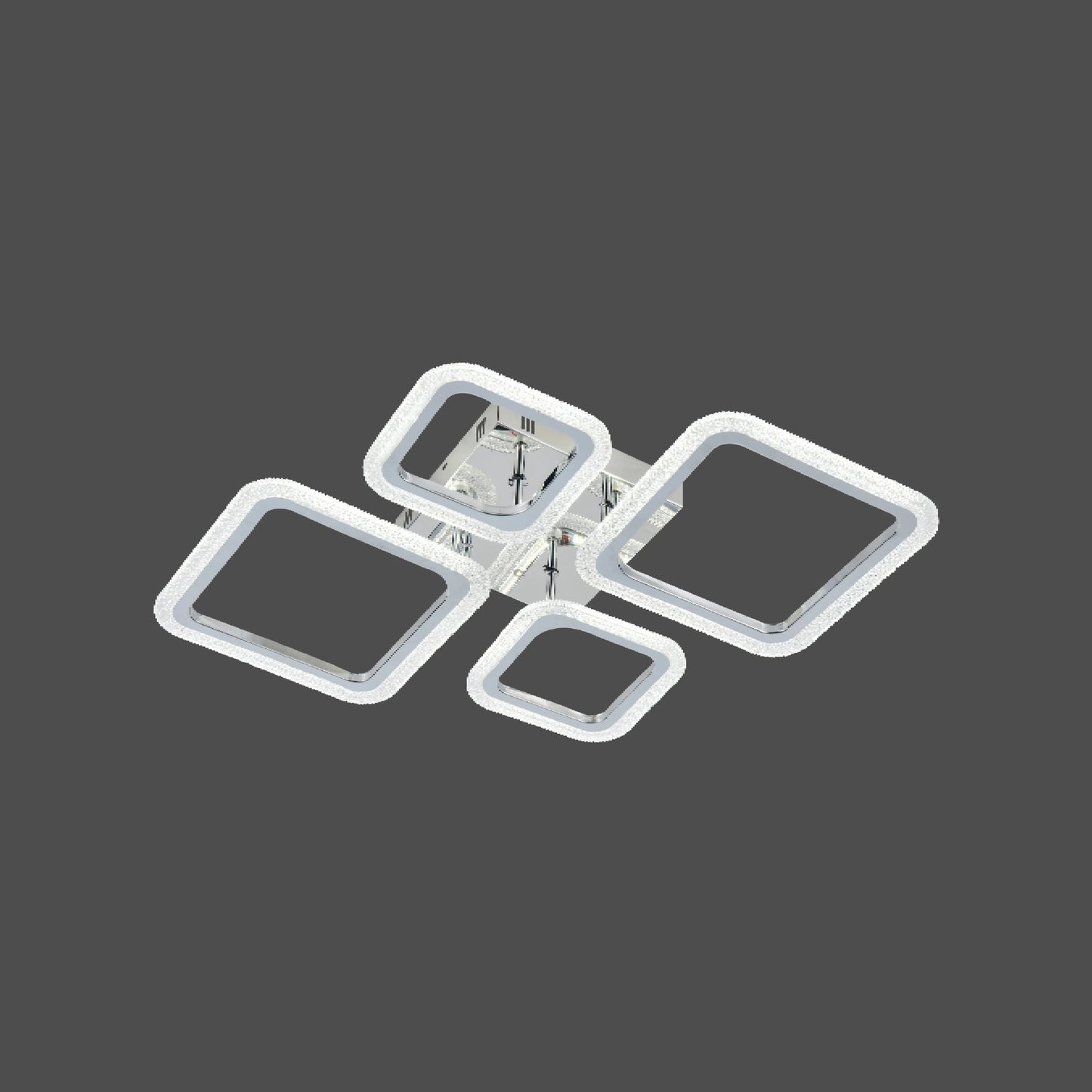 Lustra LED RFAN, Model R9181/2+2, Cu Telecomanda, 3 Tipuri De Lumina, Intensitate Reglabila, 84W, Argintiu