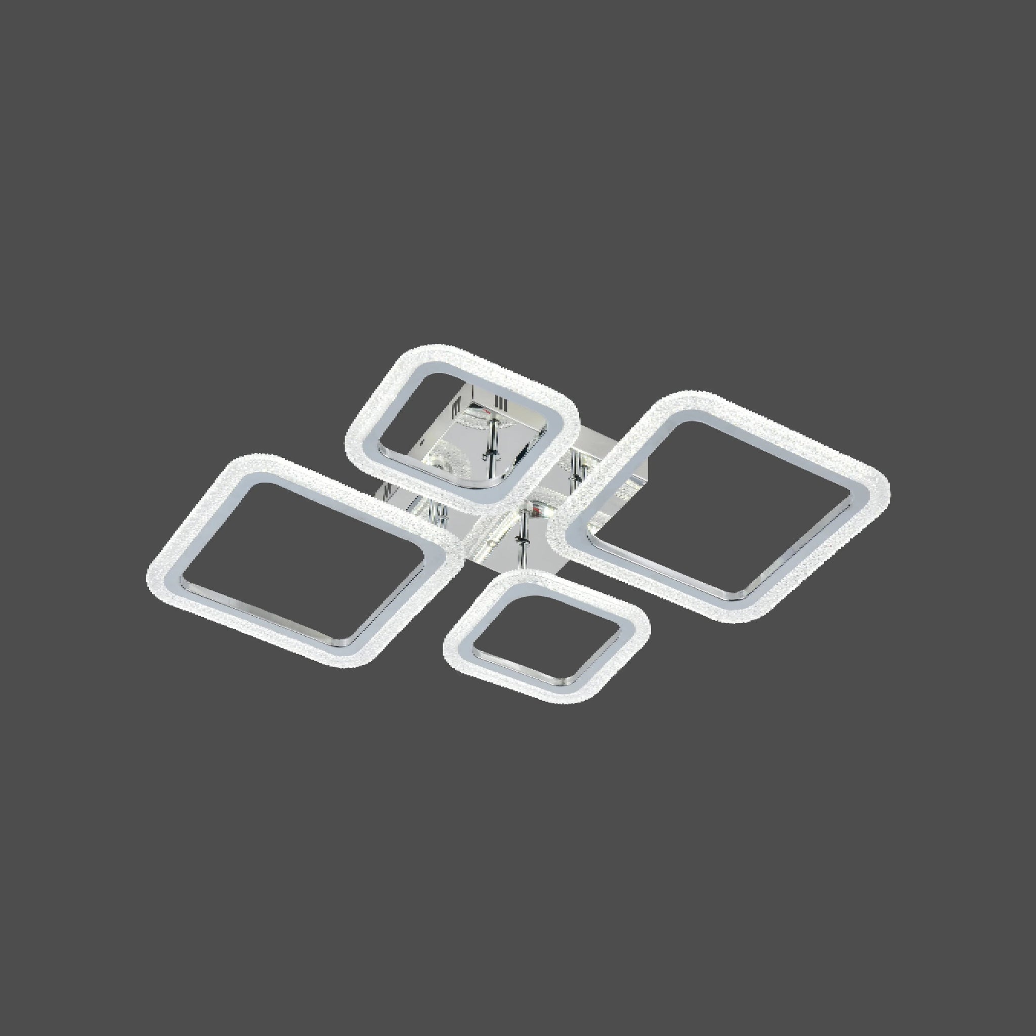 Lustra LED RFAN, Model R9181/2+2, Cu Telecomanda, 3 Tipuri De Lumina, Intensitate Reglabila, 84W, Argintiu