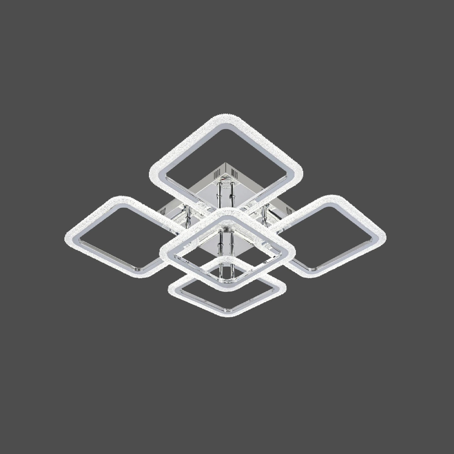 Lustra LED RFAN, Model R9181/4+1, Cu Telecomanda, 3 Tipuri De Lumina, Intensitate Reglabila, 130W, Argintiu