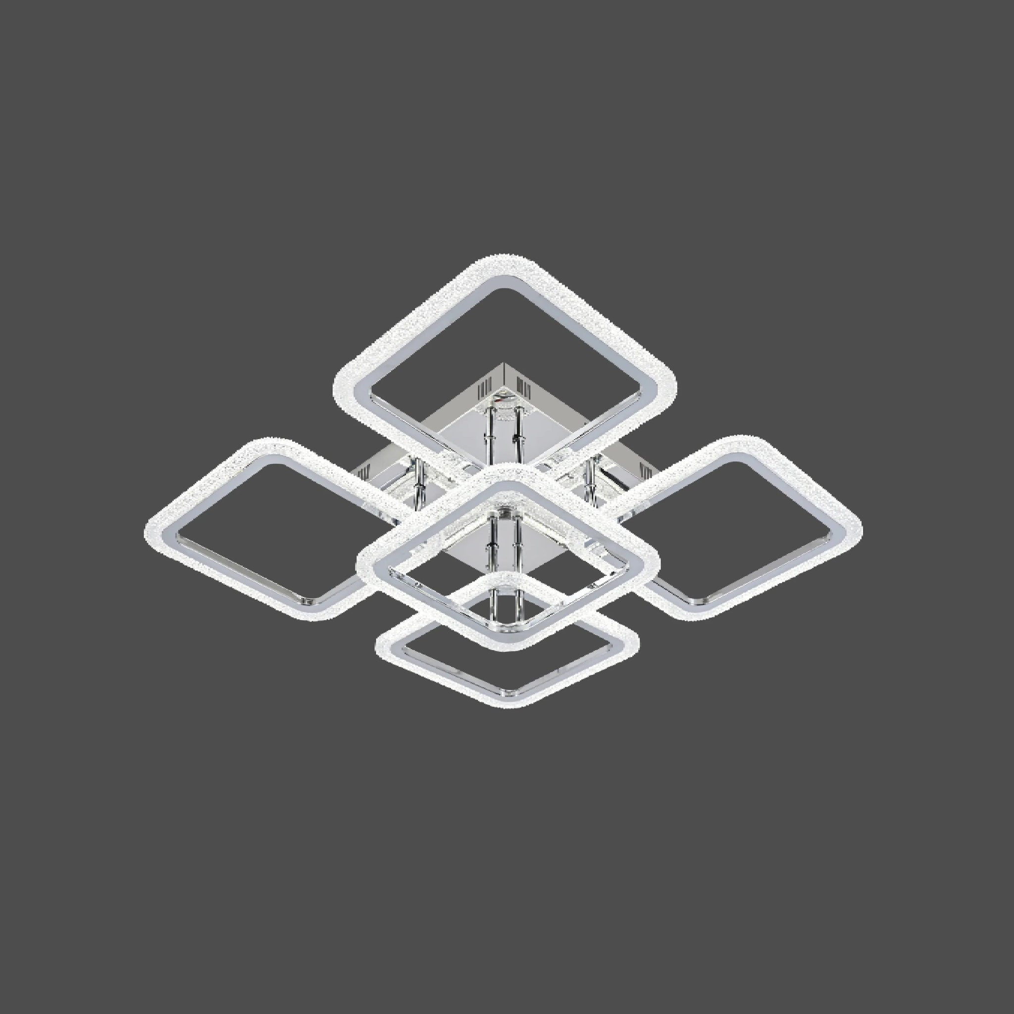 Lustra LED RFAN, Model R9181/4+1, Cu Telecomanda, 3 Tipuri De Lumina, Intensitate Reglabila, 130W, Argintiu