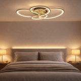 Lustra LED RFAN, Model HX80003-4, Cu Telecomanda, 3 Tipuri De Lumina, Intensitate Reglabila, 103W, Negru/Auriu 1