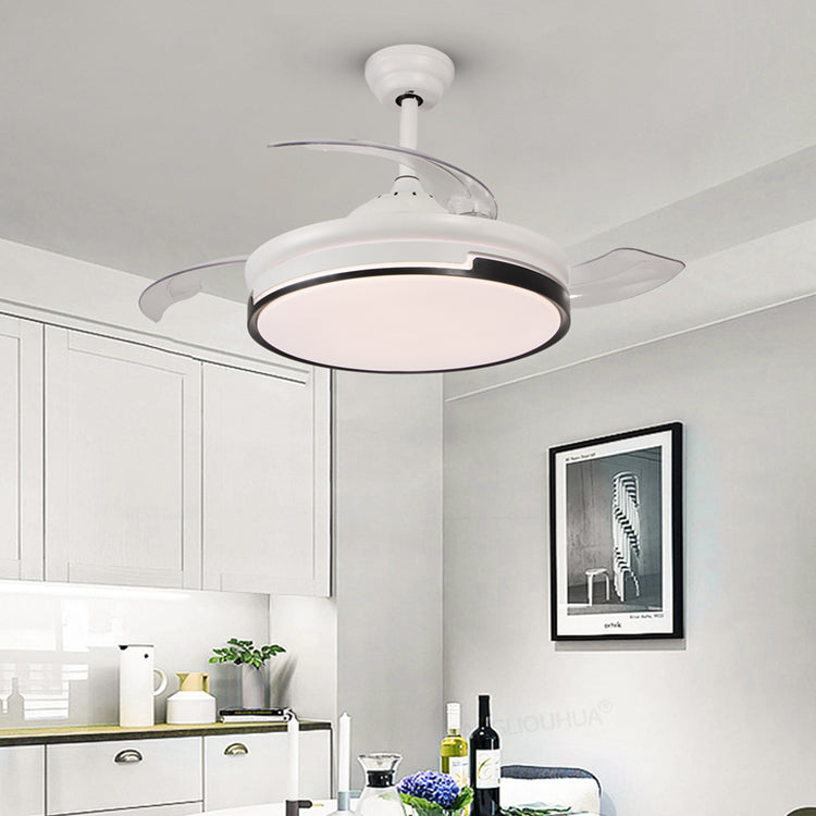 Lustra cu ventilator, ESC-410YY WH+BK, design modern, Alb