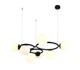 Pendul RFAN, Model N6805-7, Cu 7 Abajururi, 7 x E27, Inaltime Reglabila, Negru/Alb