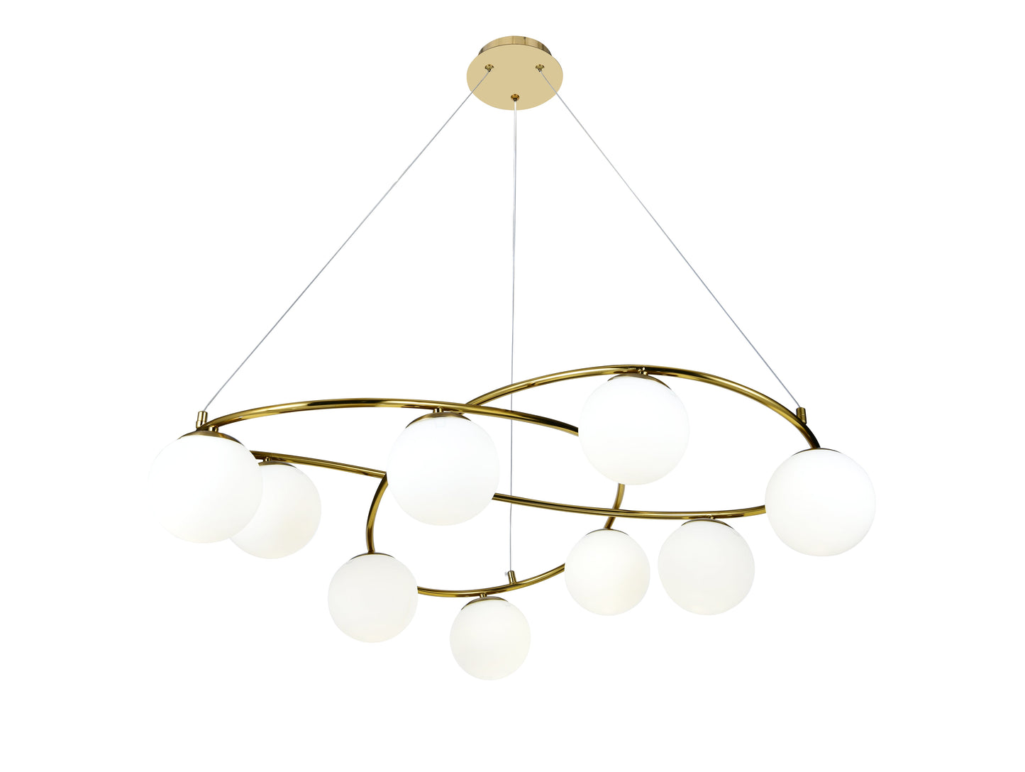 Pendul RFAN, Model N6806-9, Cu 9 Abajururi, 9 x E27, Inaltime Reglabila, Auriu