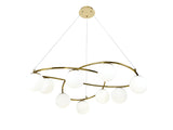 Pendul RFAN, Model N6806-9, Cu 9 Abajururi, 9 x E27, Inaltime Reglabila, Auriu