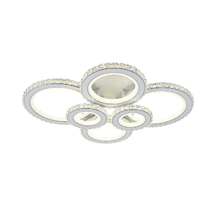 Lustra LED RFAN, Model R9001/4+2, cu Telecomanda, 3 Tipuri de Lumina, Intensitate Reglabila, 240W, Alb