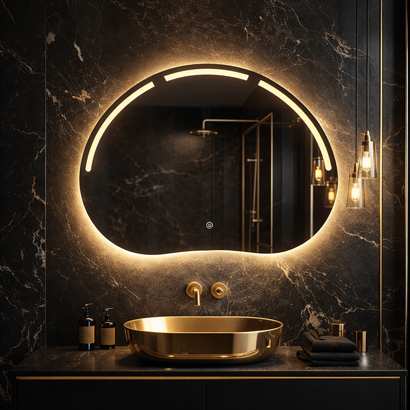 Oglinda LED Baie, Hol, Dormitor Premium 80×60 cm, 3 Tipuri de Lumina – Calda, Rece, Neutra