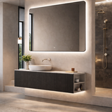 Oglinda LED Patrata Premium 80×80 cm, Rama Neagra, 3 Tipuri de Lumina – Calda, Rece, Neutra