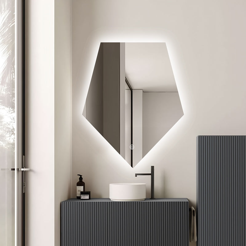 Oglinda LED Diamant Premium 80×90 cm, Touch, 3 Tipuri Lumina – Calda, Rece, Naturala