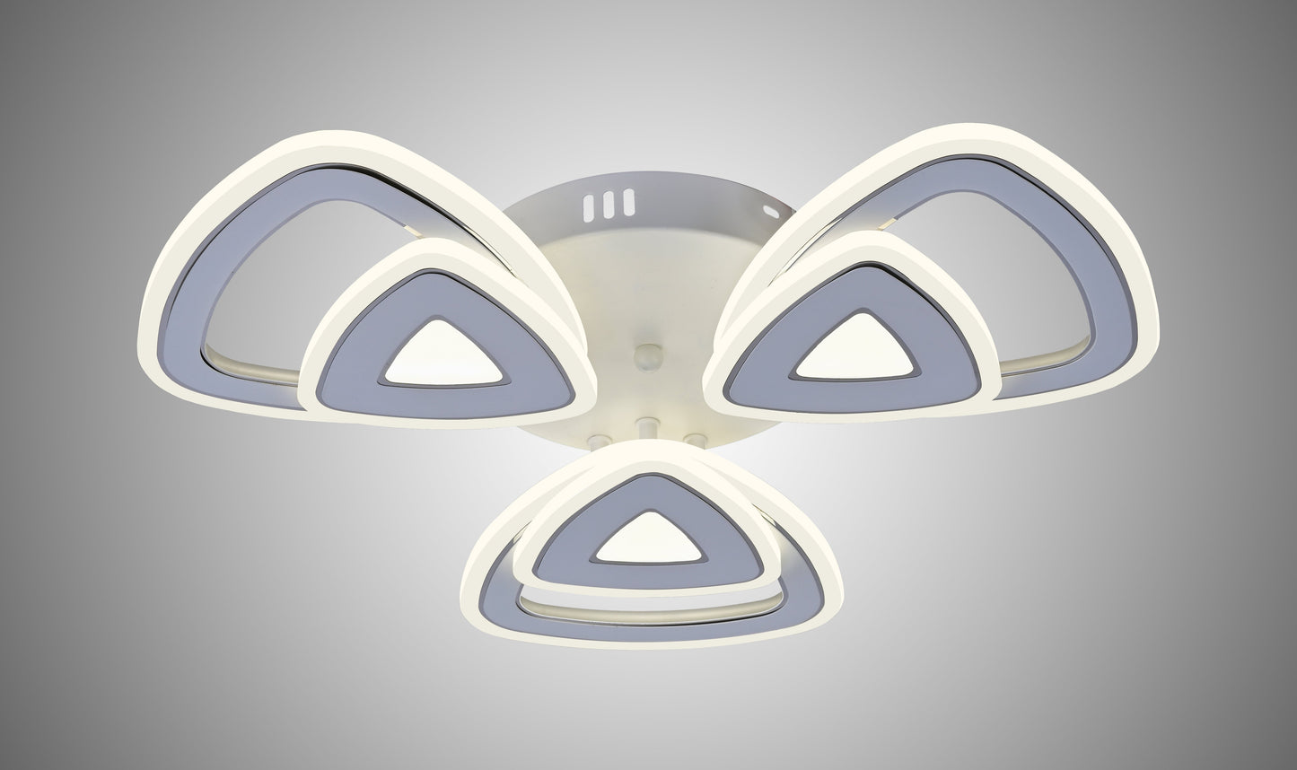 Lustra LED RFAN, Model R9008/3+3, cu Telecomanda, 3 Tipuri de Lumina, Intensitate Reglabila, 132W, Alb