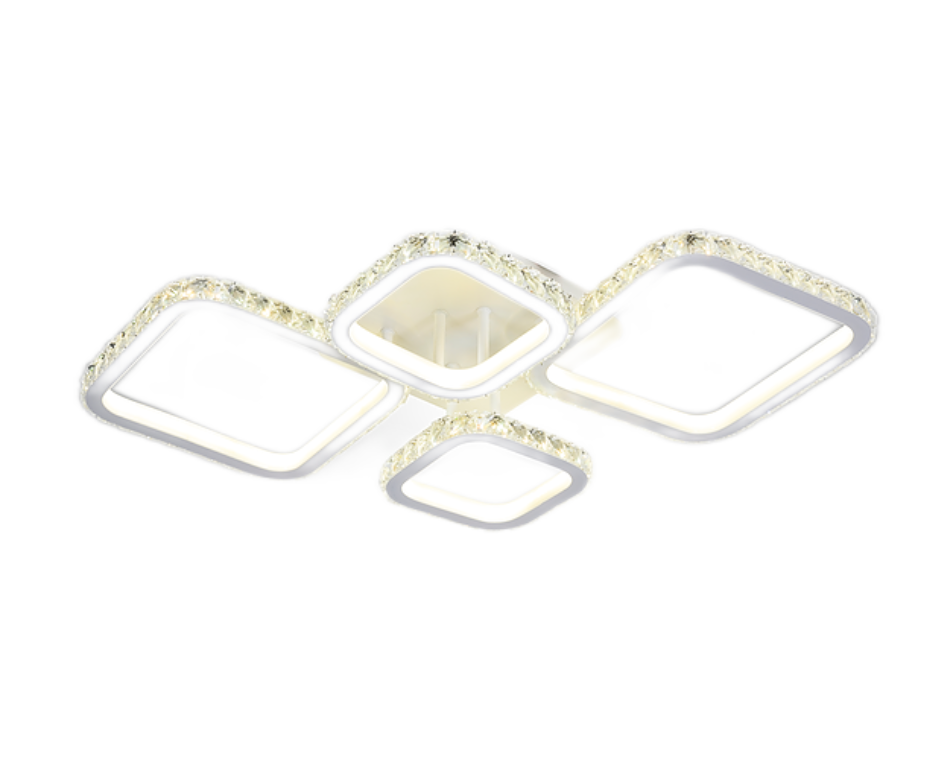 Lustra LED RFAN, Model R9010/2+2, cu Telecomanda, 3 Tipuri de Lumina, Intensitate Reglabila, 152W, Alb