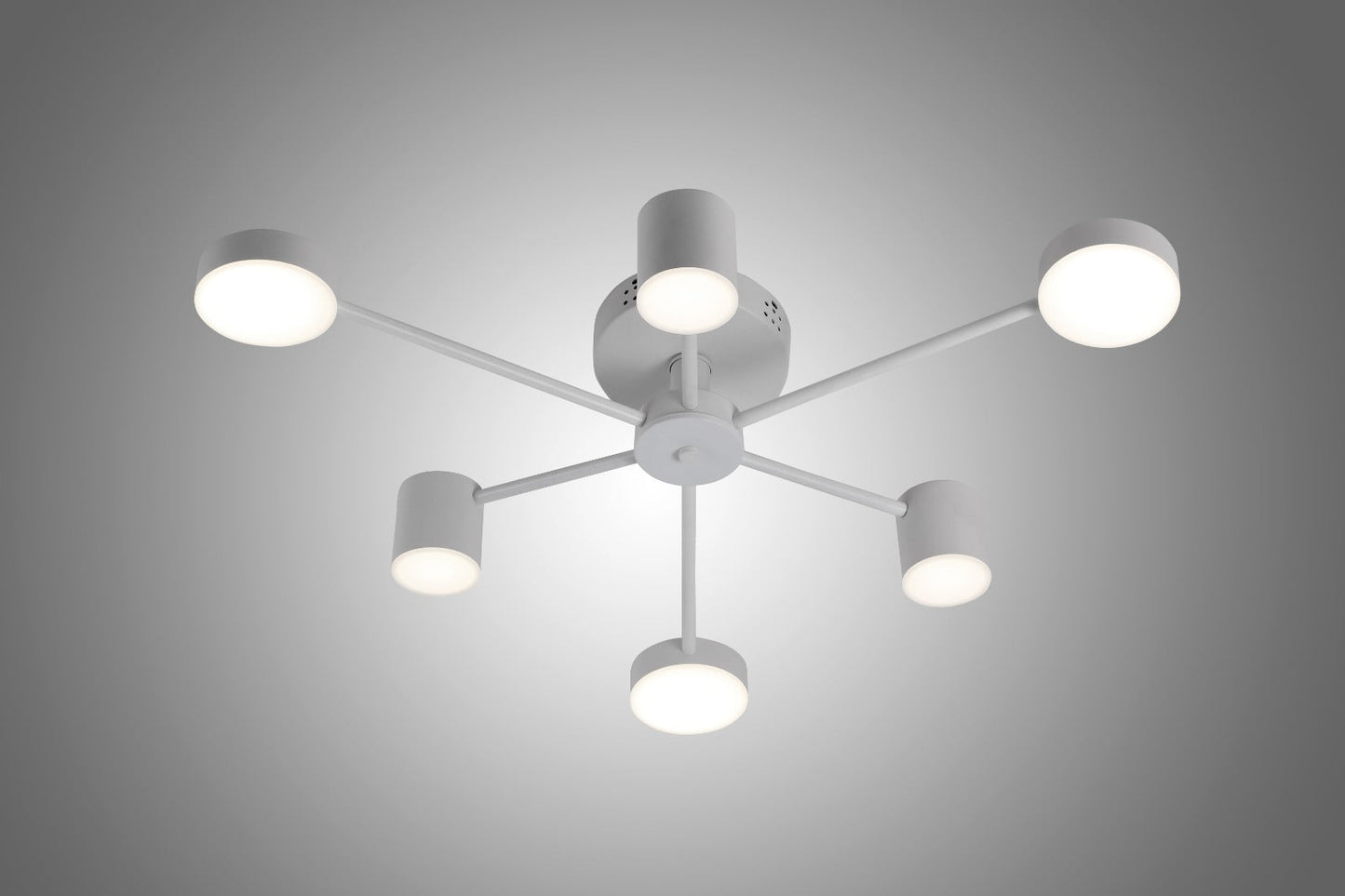 Lustra LED RFAN, Model R9029-6, cu Telecomanda, 3 Tipuri de Lumina, Intensitate Reglabila, 72W, Alb
