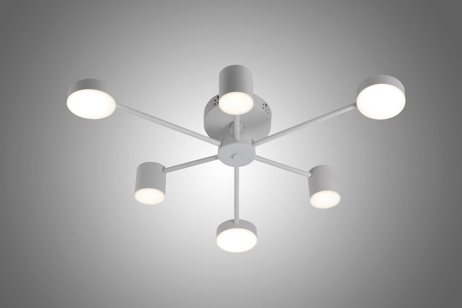 Lustra LED RFAN, Model R9029-6, cu Telecomanda, 3 Tipuri de Lumina, Intensitate Reglabila, 72W, Alb