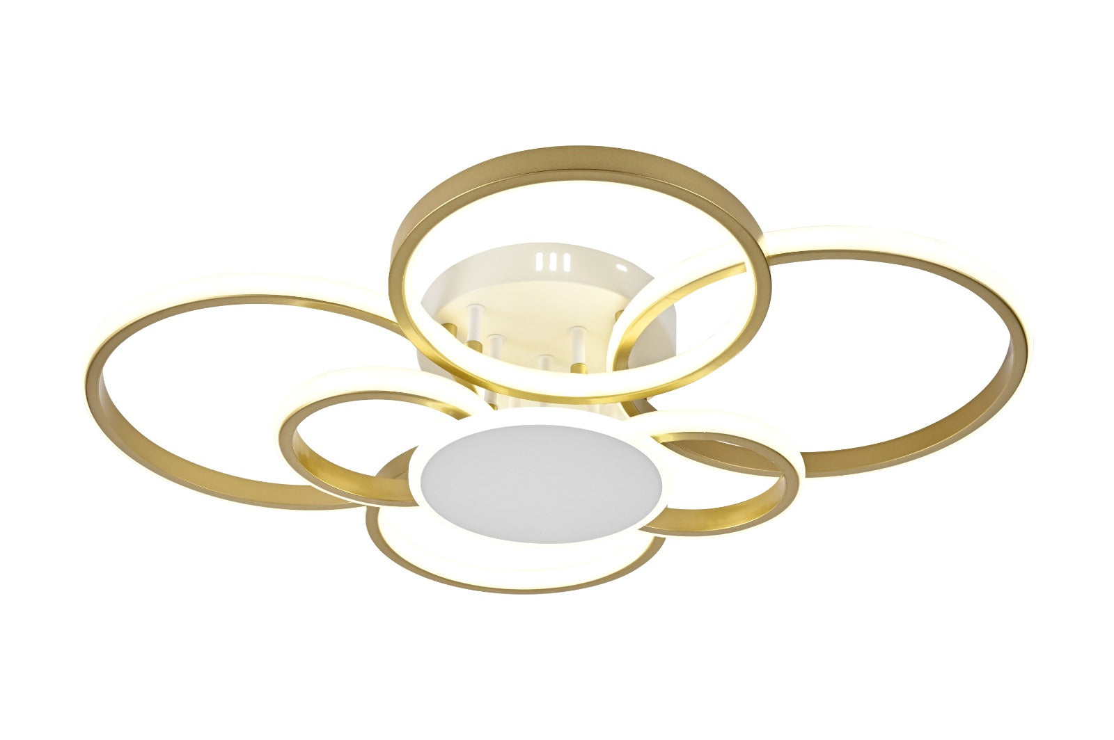 Lustra LED RFAN, Model R9037, cu Telecomanda, 3 Tipuri de Lumina, Intensitate Reglabila, 196W, Auriu
