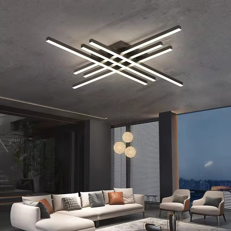 Lustra LED RFAN, Model R9112/6, Cu Telecomanda, 3 Tipuri De Lumina, Intensitate Reglabila, 146W, Negru
