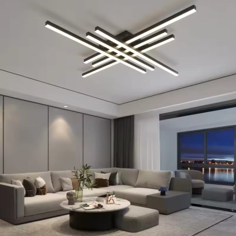 Lustra LED RFAN, Model R9112/6, Cu Telecomanda, 3 Tipuri De Lumina, Intensitate Reglabila, 146W, Negru