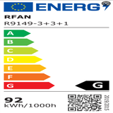 Lustra LED RFAN, Model R9149/3+3+1, Cu Telecomanda, 3 Tipuri De Lumina, Intensitate Reglabila, 92W, Auriu