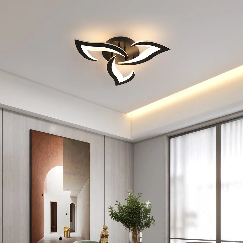 Lustra LED RFAN, Model R9176/3A1, cu Telecomanda, 3 Tipuri de Lumina, Intensitate Reglabila, 42W, Negru