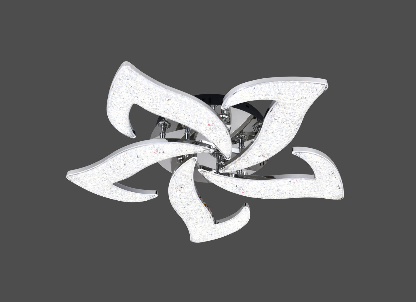 Lustra LED RFAN, Model R9179/5, Cu Telecomanda, 3 Tipuri De Lumina, Intensitate Reglabila, 100W, Argintiu