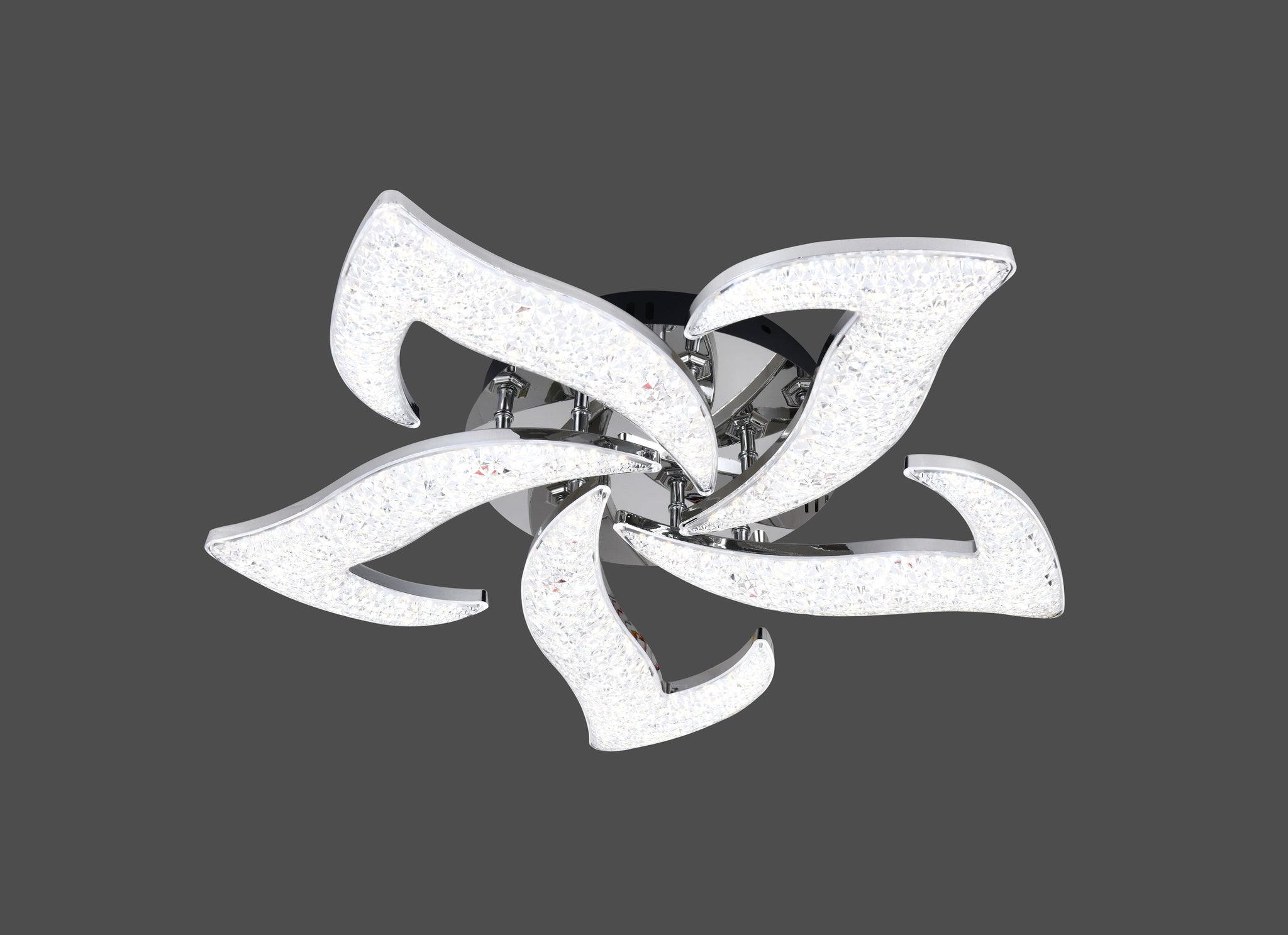 Lustra LED RFAN, Model R9179/5, Cu Telecomanda, 3 Tipuri De Lumina, Intensitate Reglabila, 100W, Argintiu