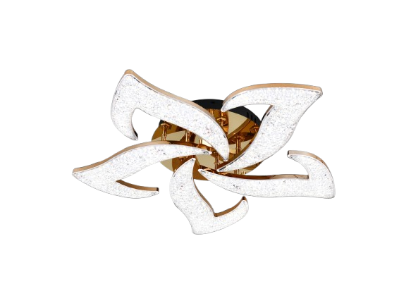 Lustra LED RFAN, Model R9179/5, Cu Telecomanda, 3 Tipuri De Lumina, Intensitate Reglabila, 100W, Auriu