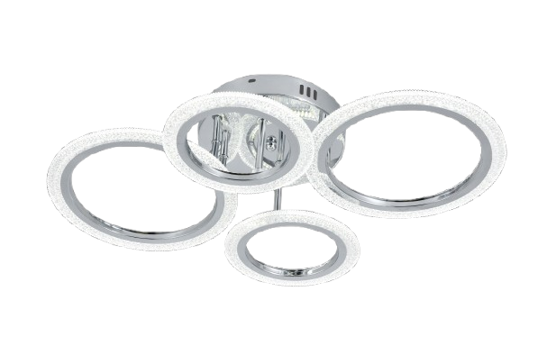 Lustra LED RFAN, Model R9180/2+2, Cu Telecomanda, 3 Tipuri De Lumina, Intensitate Reglabila, 72W, Argintiu