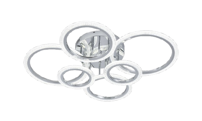 Lustra LED RFAN, Model R9180/2+2+2, Cu Telecomanda, 3 Tipuri De Lumina, Intensitate Reglabila, 132W, Argintiu