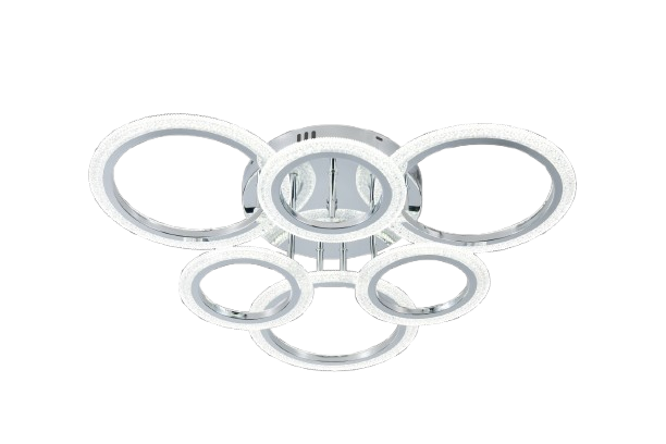 Lustra LED RFAN, Model R9180/3+3, Cu Telecomanda, 3 Tipuri De Lumina, Intensitate Reglabila, 108W, Argintiu