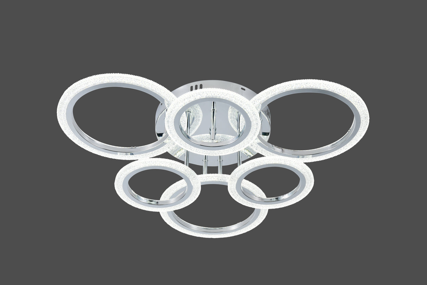 Lustra LED RFAN, Model R9180/3+3, Cu Telecomanda, 3 Tipuri De Lumina, Intensitate Reglabila, 108W, Argintiu
