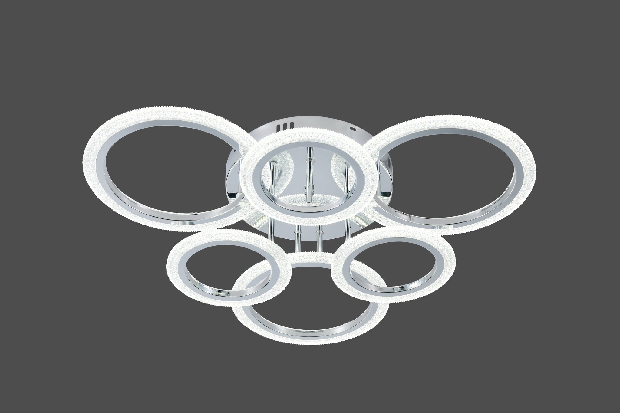 Lustra LED RFAN, Model R9180/3+3, Cu Telecomanda, 3 Tipuri De Lumina, Intensitate Reglabila, 108W, Argintiu