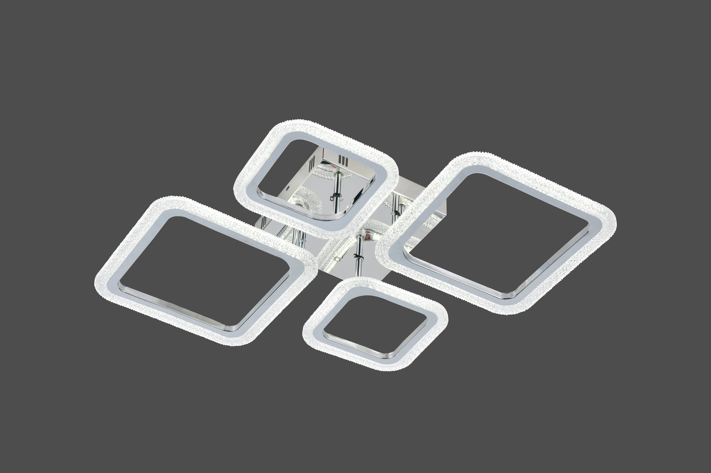 Lustra LED RFAN, Model R9181/2+2, Cu Telecomanda, 3 Tipuri De Lumina, Intensitate Reglabila, 84W, Argintiu