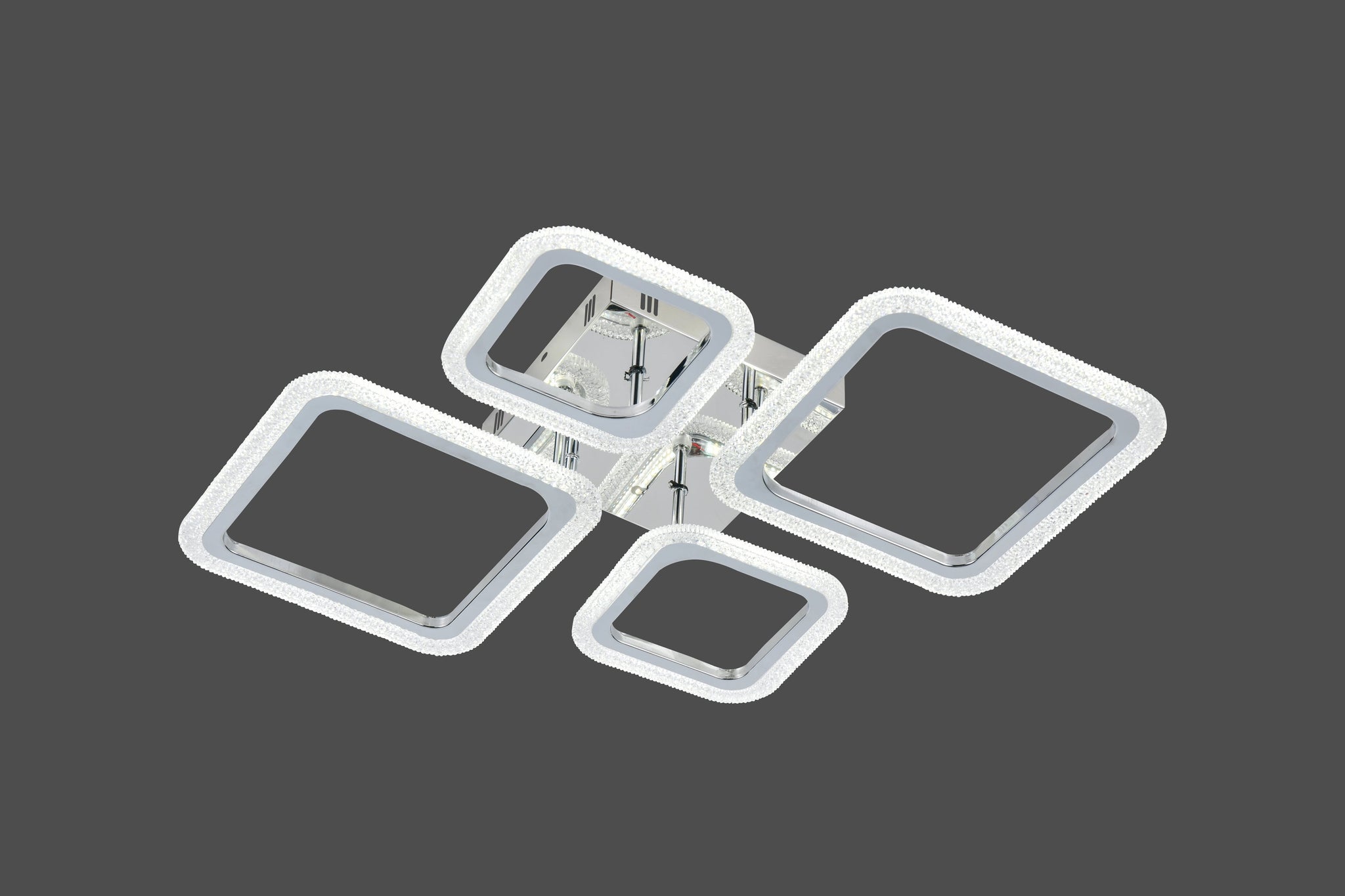 Lustra LED RFAN, Model R9181/2+2, Cu Telecomanda, 3 Tipuri De Lumina, Intensitate Reglabila, 84W, Argintiu
