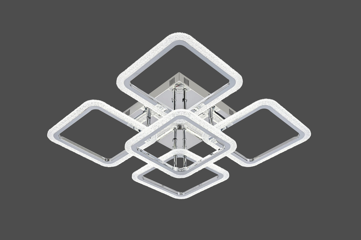 Lustra LED RFAN, Model R9181/4+1, Cu Telecomanda, 3 Tipuri De Lumina, Intensitate Reglabila, 130W, Argintiu