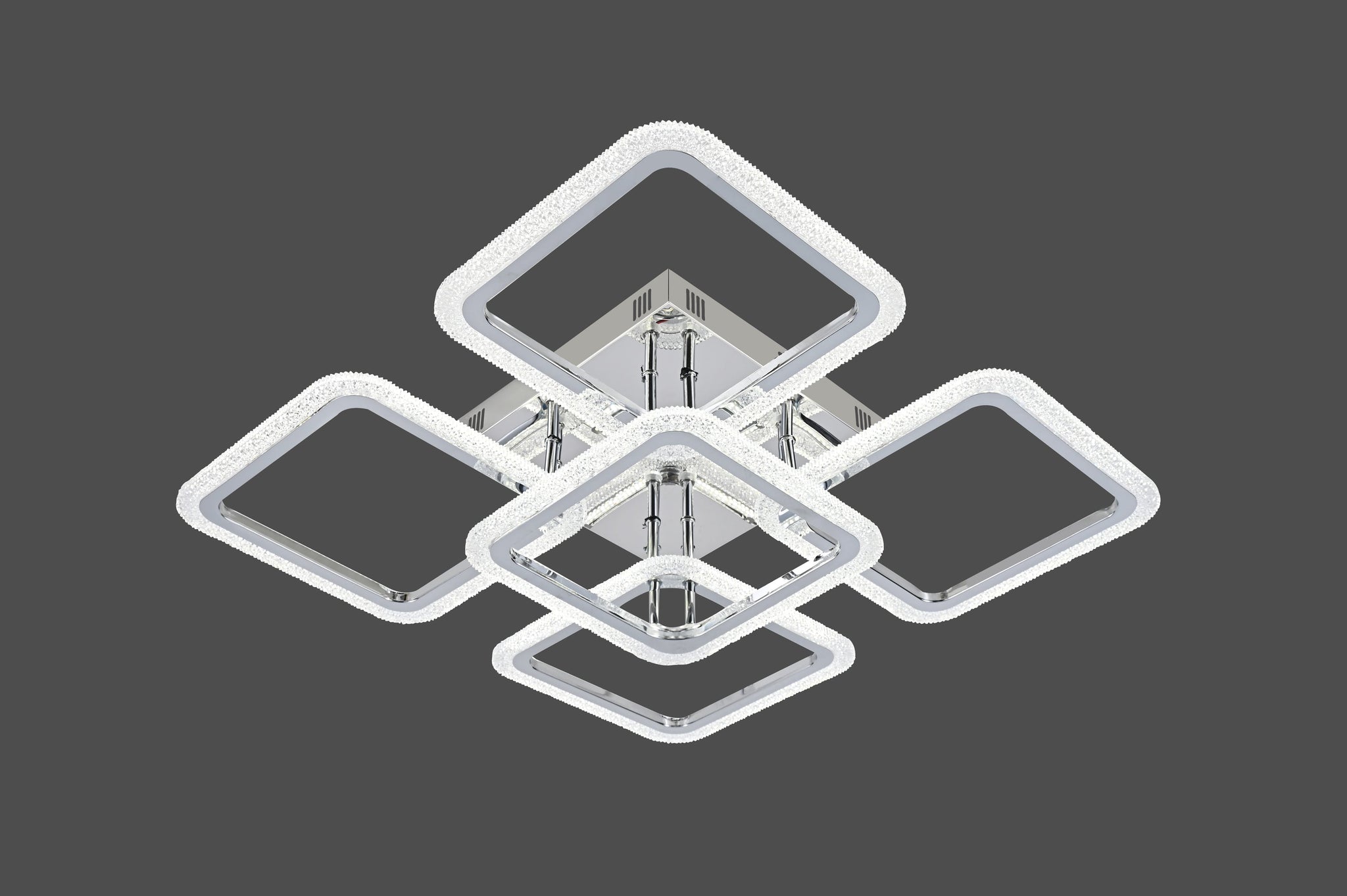Lustra LED RFAN, Model R9181/4+1, Cu Telecomanda, 3 Tipuri De Lumina, Intensitate Reglabila, 130W, Argintiu