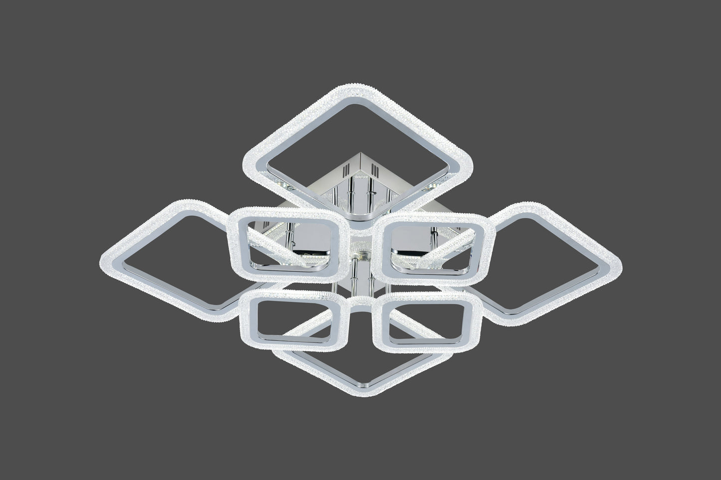 Lustra LED RFAN, Model R9181/4+4, Cu Telecomanda, 3 Tipuri De Lumina, Intensitate Reglabila, 168W, Argintiu