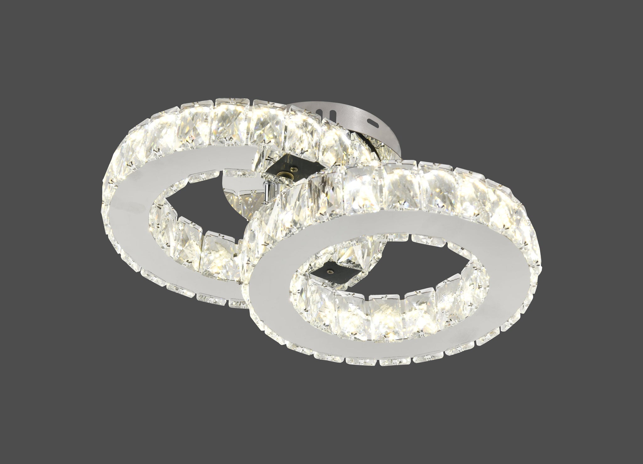 Lustra LED RFAN, Model R9182/2, Cu Telecomanda, 3 Tipuri De Lumina, Intensitate Reglabila, 52W, Argintiu