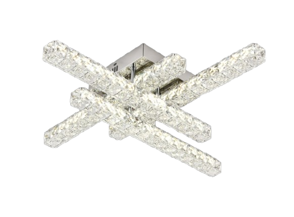 Lustra LED RFAN, Model R9183/4, Cu Telecomanda, 3 Tipuri De Lumina, Intensitate Reglabila, 72W, Argintiu