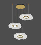 Lustra LED Tip Pendul RFAN, Model R9184/3, Cu Telecomanda, 3 Tipuri De Lumina, Inaltime Reglabila, 126W, Auriu