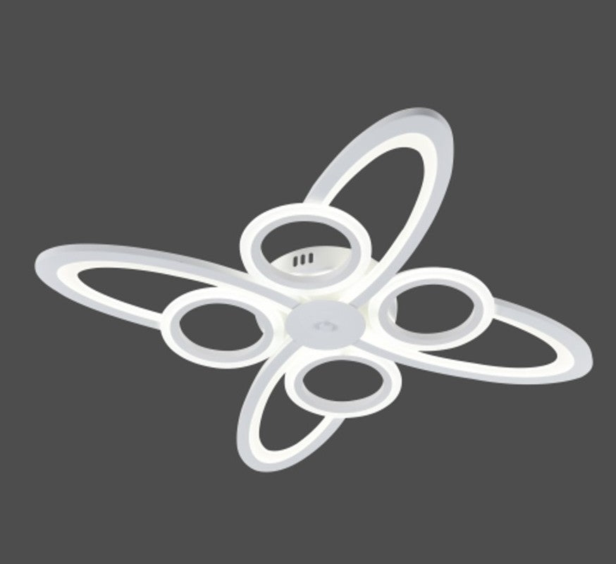 Lustra LED RFAN, Model R9185/4+4, Cu Telecomanda, 3 Tipuri De Lumina, Intensitate Reglabila, 128W, Alb