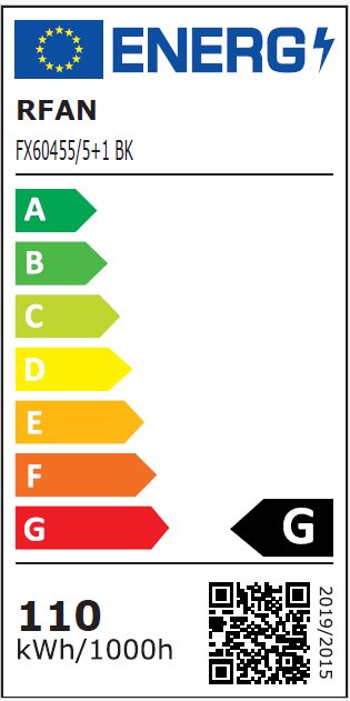 Lustra LED RFAN, Model FX60455/5+1, cu Telecomanda, 3 Tipuri de Lumina, Intensitate Reglabila, 110W, Negru