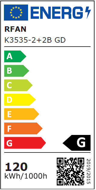 Lustra LED RFAN, Model K3535/2+2BGD, Cu Telecomanda, 3 Tipuri De Lumina, Intensitate Reglabila, 120W, Auriu