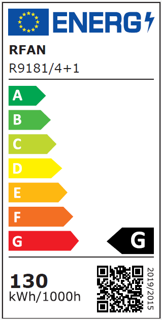 Lustra LED RFAN, Model R9181/4+1, Cu Telecomanda, 3 Tipuri De Lumina, Intensitate Reglabila, 130W, Auriu