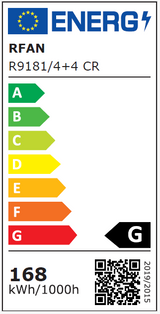 Lustra LED RFAN, Model R9181/4+4, Cu Telecomanda, 3 Tipuri De Lumina, Intensitate Reglabila, 168W, Argintiu