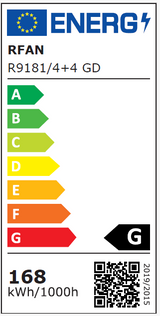 Lustra LED RFAN, Model R9181/4+4, Cu Telecomanda, 3 Tipuri De Lumina, Intensitate Reglabila, 168W, Auriu