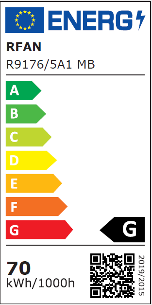 Lustra LED RFAN, Model R9176/5A1, cu Telecomanda, 3 Tipuri de Lumina, Intensitate Reglabila, 70W, Negru
