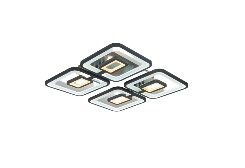 Lustra LED RFAN, Model M025-4, Cu Telecomanda, 3 Tipuri De Lumina, Intensitate Reglabila, 200W, Negru