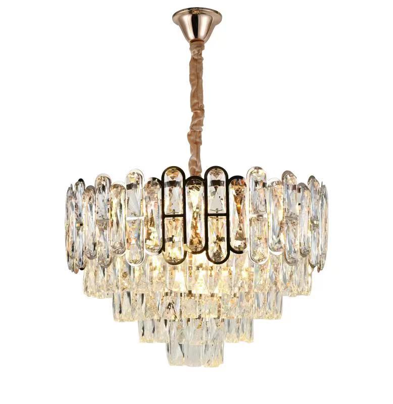 Candelabru RFAN, Model 7001, Textura Cristal, Metal, 8 x E27, Auriu