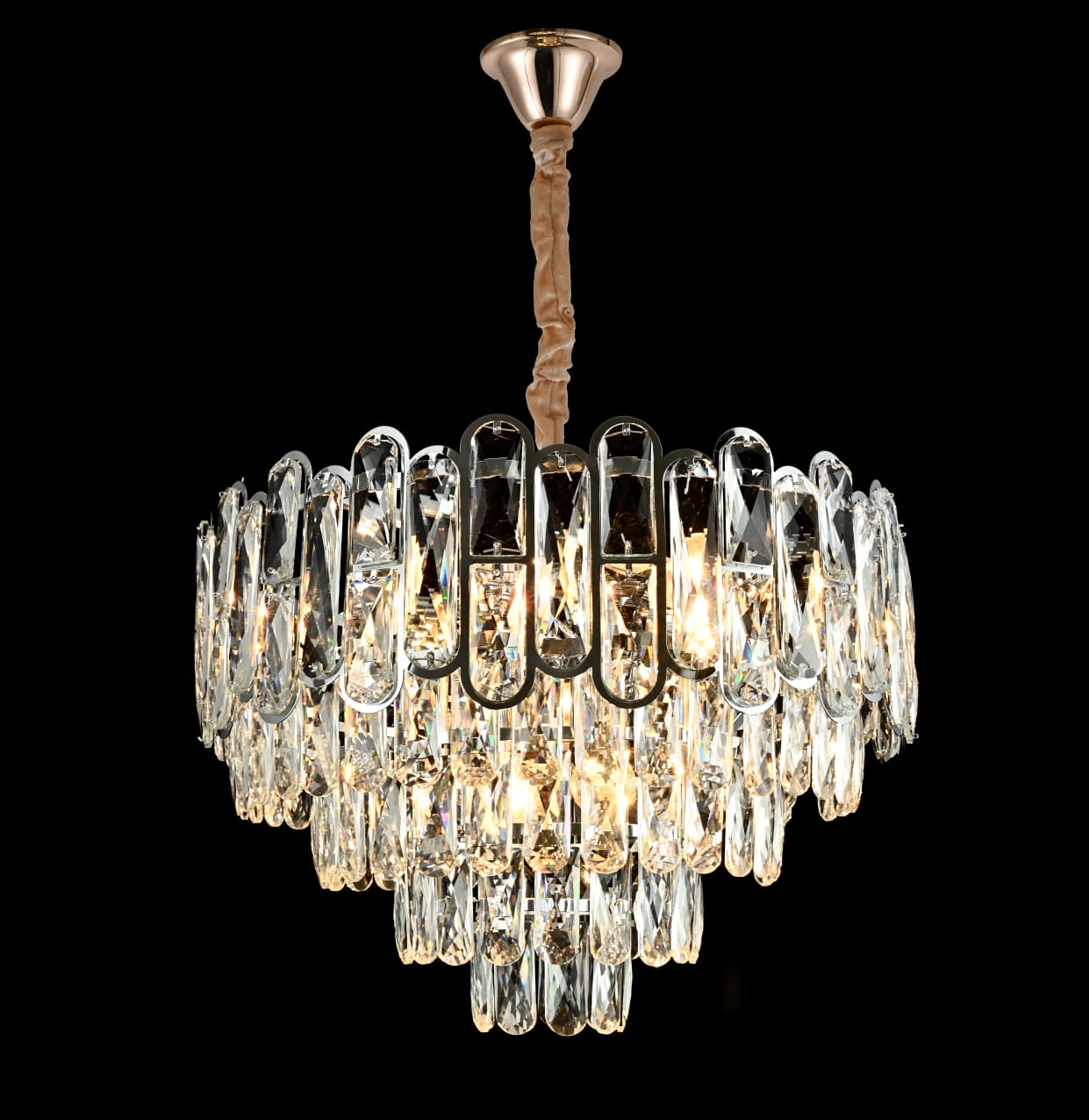 Candelabru RFAN, Model 7001, Textura Cristal, Metal, 8 x E27, Auriu