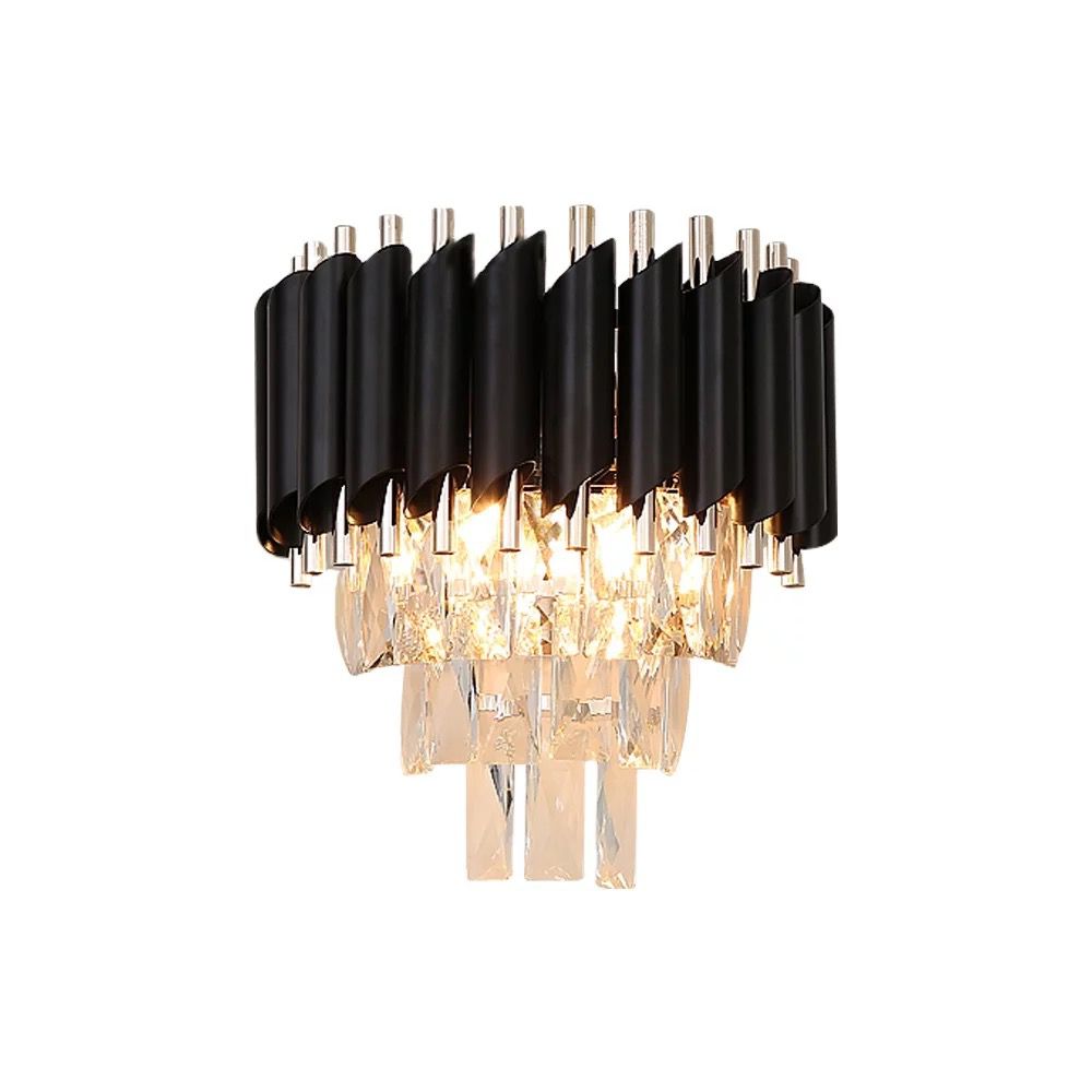 Aplica RFAN, Model S89001/2, Textura Cristal, Metal, 2 x E14, Negru/Auriu