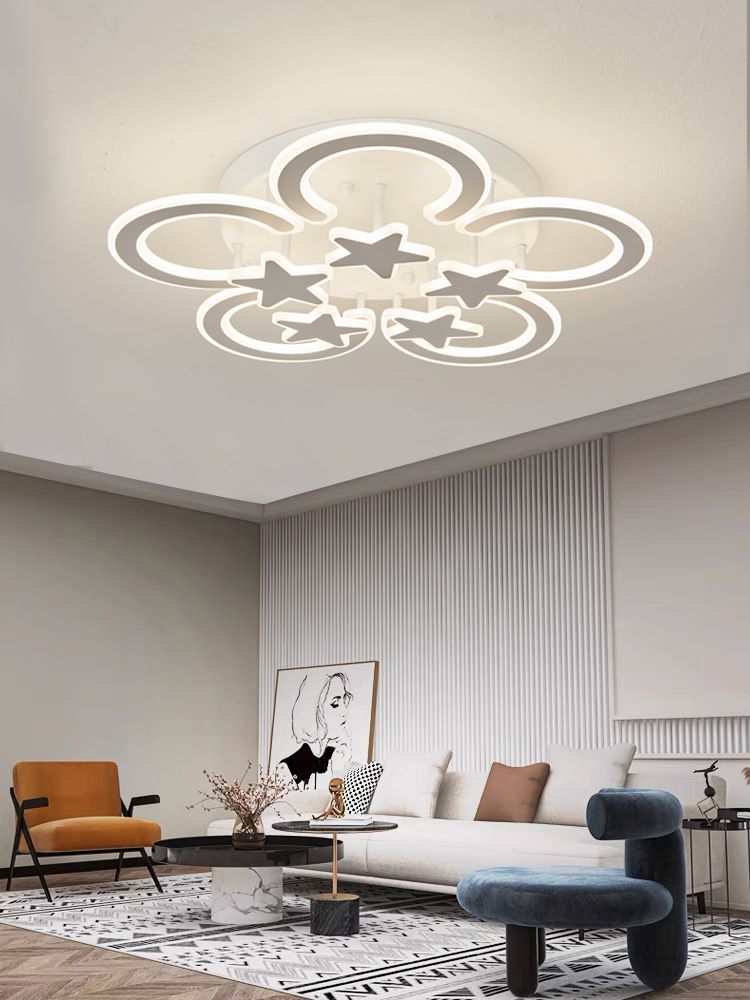 Lustra LED RFAN, Model M255/5+5, Cu Telecomanda, 3 Tipuri De Lumina, Intensitate Reglabila, 200W, Alb